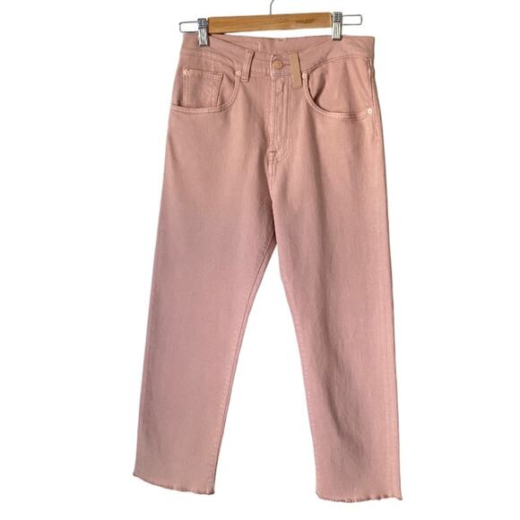 7 FAM x No21 | Slouchy Crop Jeans High Rise Cipria Pink Unisex Size 24 - Picture 1 of 10